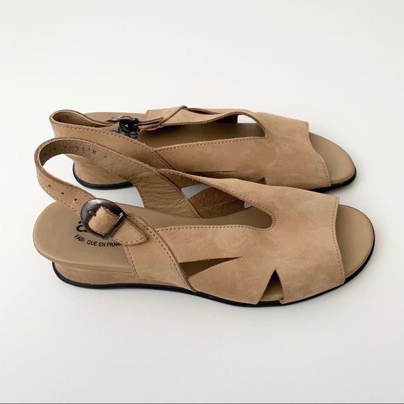 ARCHE Beige/Tan Leather Sandal w/ Wedge Heel Sz 36 - Picture 5 of 11